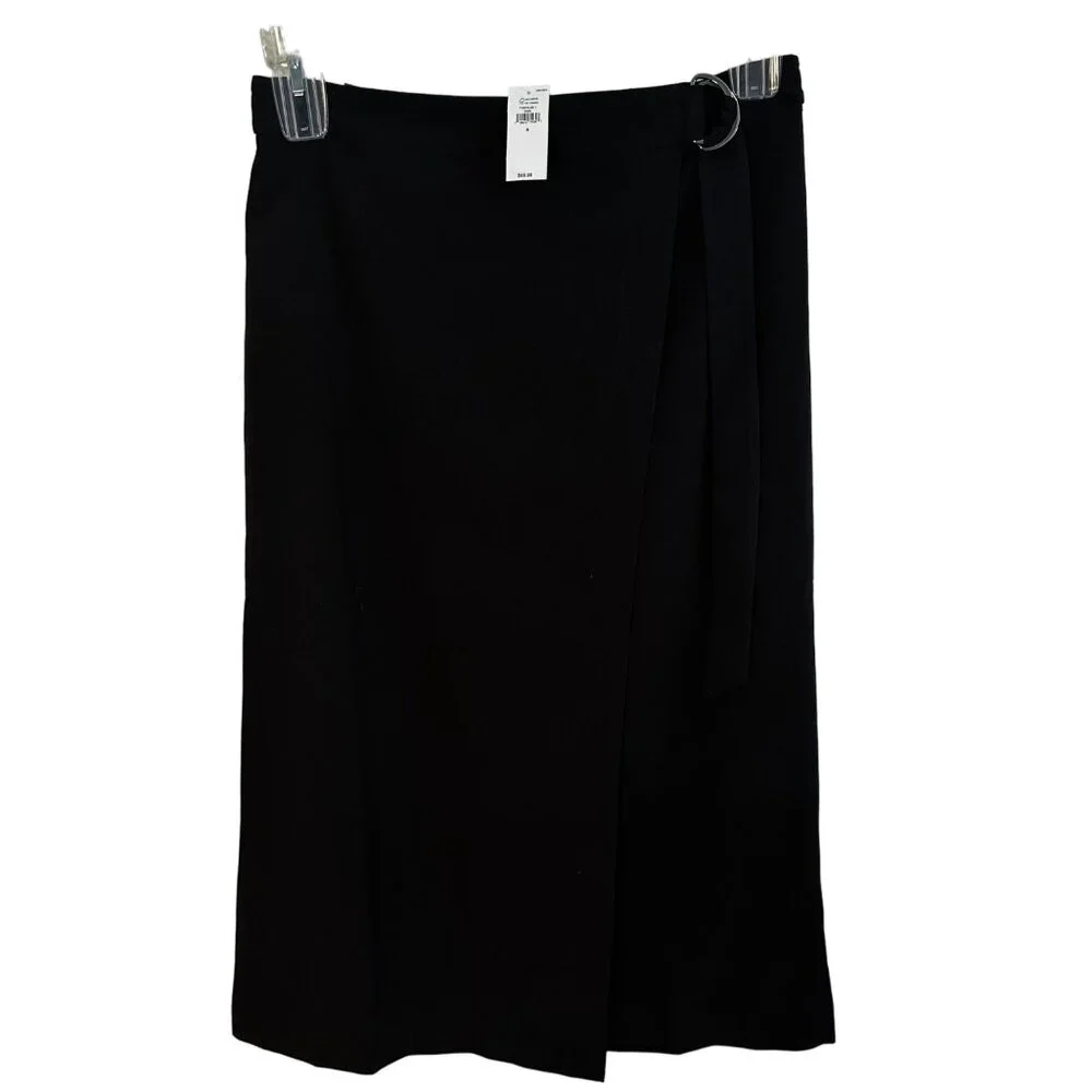 Banana Republic Women's Black Faux Wrap Skirt Size 6 New With Tags MSRP $69.99 - Picture 3 of 12